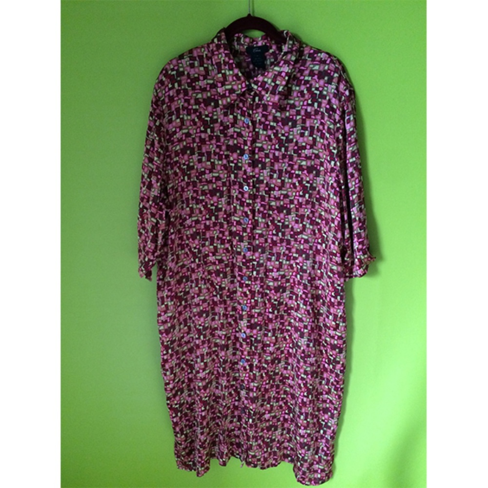 Emme Buttoned Geo Multicolor Sleep Shirt Dress 22